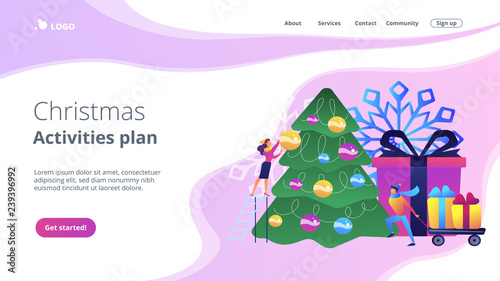 Happy Business People Decorating Christmas Tree And Preparing Gift