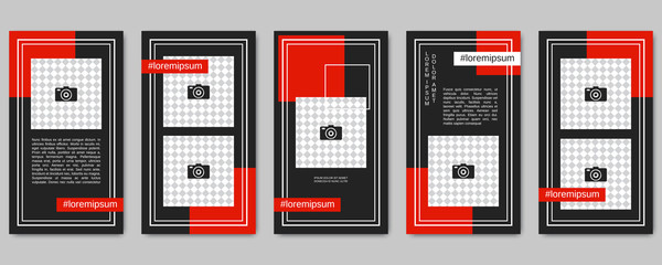 Trendy social network stories editable vector templates collection. Web application background for social media