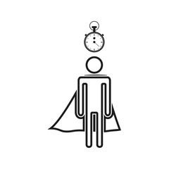 Poster - super hero with a stopwatch icon. Element of HR & Heat hunting for mobile concept and web apps icon. Thin line icon for website design and development, app development