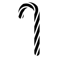 Candy Cane Silhouette - Black And White Illustration Of Striped Candy Cane