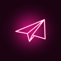 Wall Mural - paper airplane icon. Elements of web in neon style icons. Simple icon for websites, web design, mobile app, info graphics