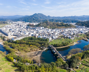 Sticker - aerial view of qinghua town and rainbow bridge