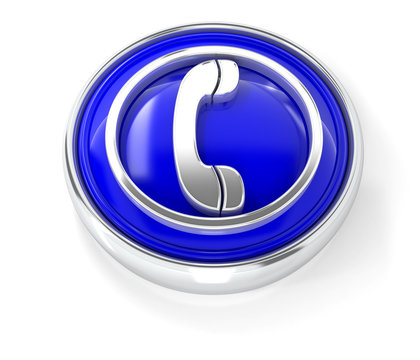 Phone icon on glossy blue round button