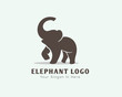 Stand elephant with roaring logo design inspiration