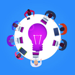 Poster - Business People Creative Team Working On New Ideas Top Angle View
