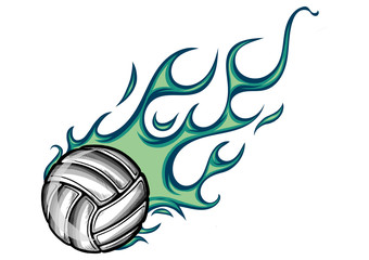 Wall Mural - volleyball flaming ball cartoon