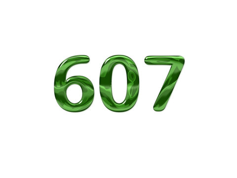 Green Number 607 isolated white background
