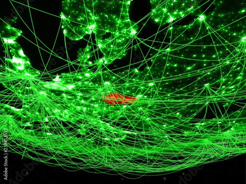 Photo Czech republic on green model of planet Earth with network representing green age, travel and communication