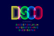 Colorful disco style font design, alphabet letters and numbers