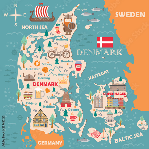 Cuadros en Lienzo Stylized map of Denmark