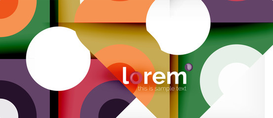 Geometric colorful shapes composition abstract background. Minimal dynamic design
