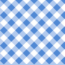 Blue Gingham Pattern. Squares Texture For Plaid, Tablecloths, Clothes, Shirts, Dresses, Paper, Bedding, Blankets, Quilts And Other Textile Products. Vector Illustration