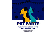 Pet Party Poster Template. Vector Illustration Of Dog And Cat Wearing Sunglasses. Party Greetings Card Concept