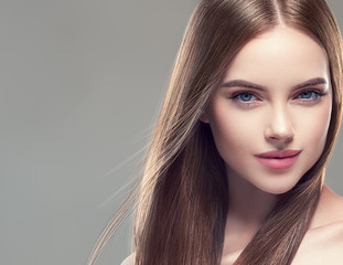 Healthy hair brunette woman beautiful with long hairstyle beauty concept