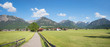ländliche Gegend, Landschaftspanorama mit Wanderweg bei Oberstdorf