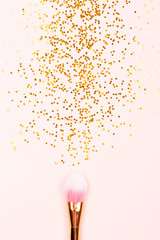 Wall Mural - Pink makeup brush and confetti