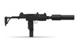 submachine machine hand gun weapons stock vector illustration