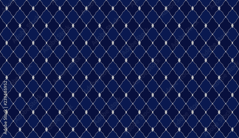 Navy blue dark pattern. Deep royal seamless ornament for little prince party. Wrapping paper, textile, fabric, print. Kitchen mat, luxury classic style, men's design. Vector king background.