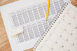 © Kana Design Image - Calendar and mark sheet. Image of test date or examination date　カレンダーとマークシート試験日または検査日