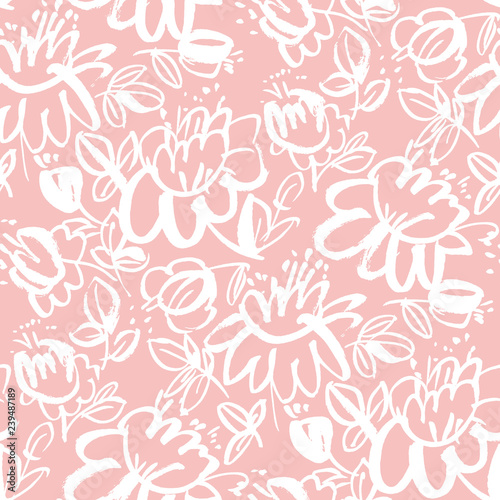 Floral hand drawn seamless ...