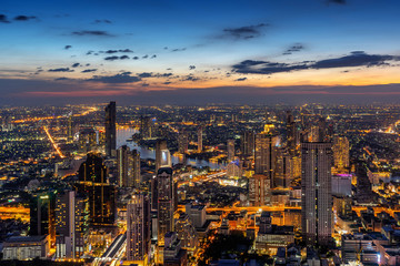 Fototapete - Aerial view of Bangkok cityscape, Thailand