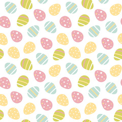 Wall Mural - Pastel colors cartoon style easter eggs seamless pattern background.