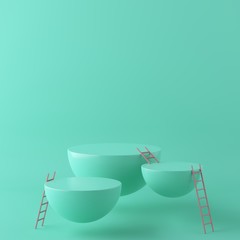 Abstract green background with geometric shape podium and stair. 3d rendering 