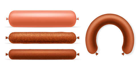 Sticker - Realistic 3d Detailed Different Type Sausages Set. Vector