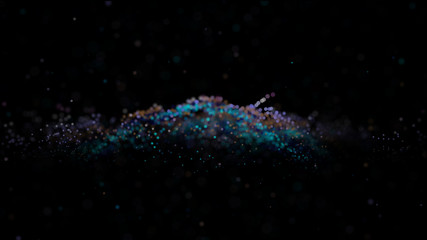 Poster - big data visualization. visual information complexity. data threads plot. 3d rendering. data technol