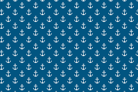 Wall Mural -  - Sea Anchors Pattern on blue background