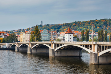 Wall Mural - Embankment of the Vltava river in Prague, the capital of Czech Republic