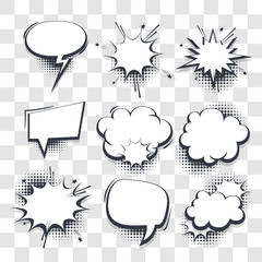 Wall Mural - big set hand drawn effects comic speech bubbles