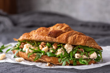 Sticker - Delicious sandwich. Croissant with arugula, goat cheese and walnuts.