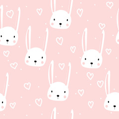 Seamless pattern with cute rabbit fur. Scandinavian style. For printing on textiles. Hand-drawn.