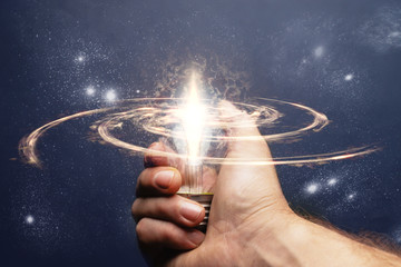 Aufkleber - Businessman hand holding a light bulb with Innovative ideas. 