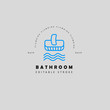 Vector icon and logo of bathroom. Editable outline stroke size. Line flat contour, thin and linear design. Simple icons. Concept illustration. Sign, symbol, element.
