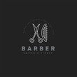 Vector icon and logo for barbershop and beauty saloon . Editable outline stroke size. Line flat contour, thin and linear design. Simple icons. Concept illustration. Sign, symbol, element.