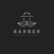 Vector icon and logo for barbershop and beauty saloon . Editable outline stroke size. Line flat contour, thin and linear design. Simple icons. Concept illustration. Sign, symbol, element.
