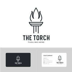 Aufkleber - Initial T for Torch logo design with line art style - Vector