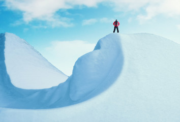 Wall Mural - Hiker man on the top