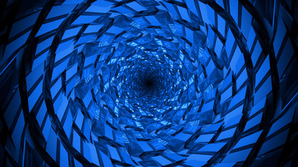 Wall Mural - Modern blue vortex tunnel background with texture