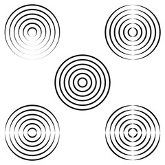 Poster - Set circles of waves on the water, vector radio waves of a ring with a calligraphic outline