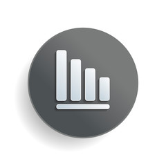 Poster - Declining graph line icon. White paper symbol on gray round button with shadow