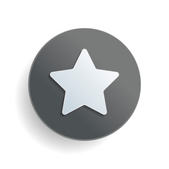 Poster - Star icon. White paper symbol on gray round button with shadow