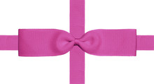 A Pink Ribbon And Bow For A Gift Isolated On A White Background