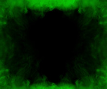 Frame From Green Smoke Over Black Background 