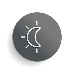 Poster - eclipse. simple linear icon with thin outline. white paper symbol on gray round button or badge with