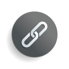 Wall Mural - Link icon. Hyperlink chain symbol. Simple icon. White paper symbol on gray round button or badge with shadow