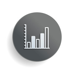 Poster - Finance grapgic, grow. White paper symbol on gray round button or badge with shadow