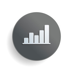 Poster - Finance grapgic, grow. White paper symbol on gray round button or badge with shadow